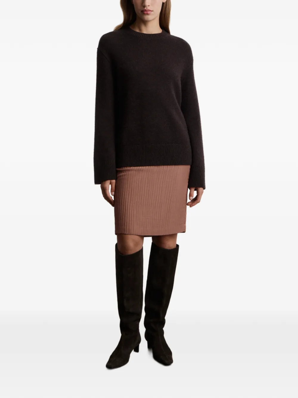 12 Storeez Crinkled Mini Skirt In Brown