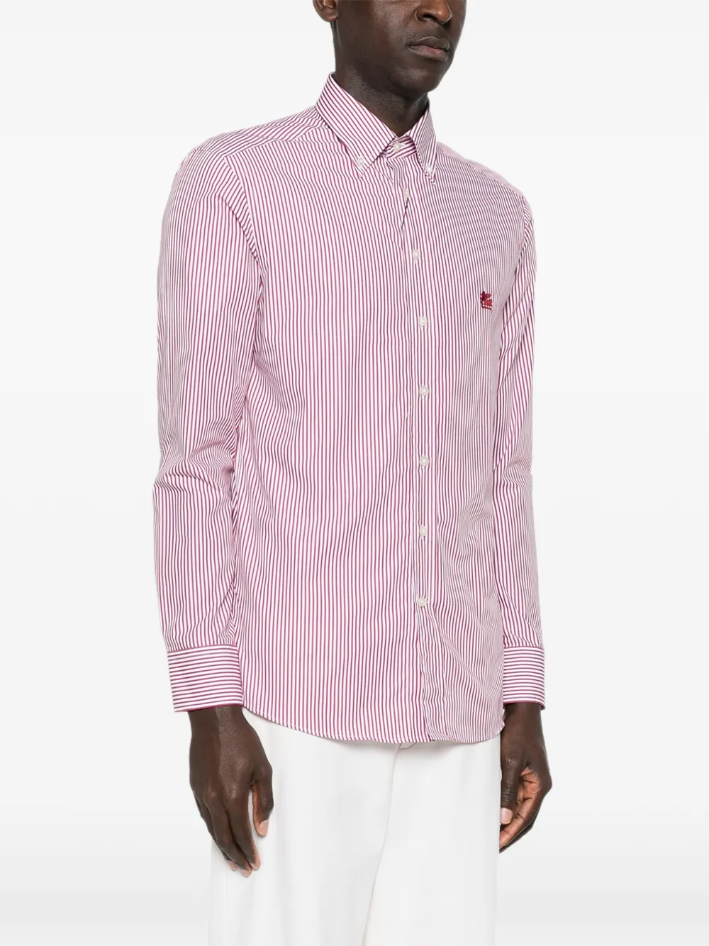 striped logo-detail shirt