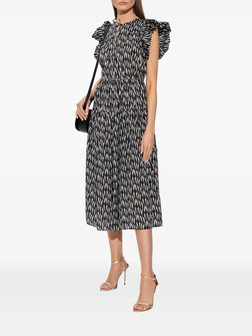 Ulla Johnson Kairi midi-jurk met ruches Zwart