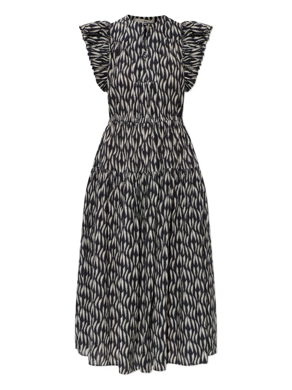 Ulla Johnson Kairi ruffled print midi dress - Nero