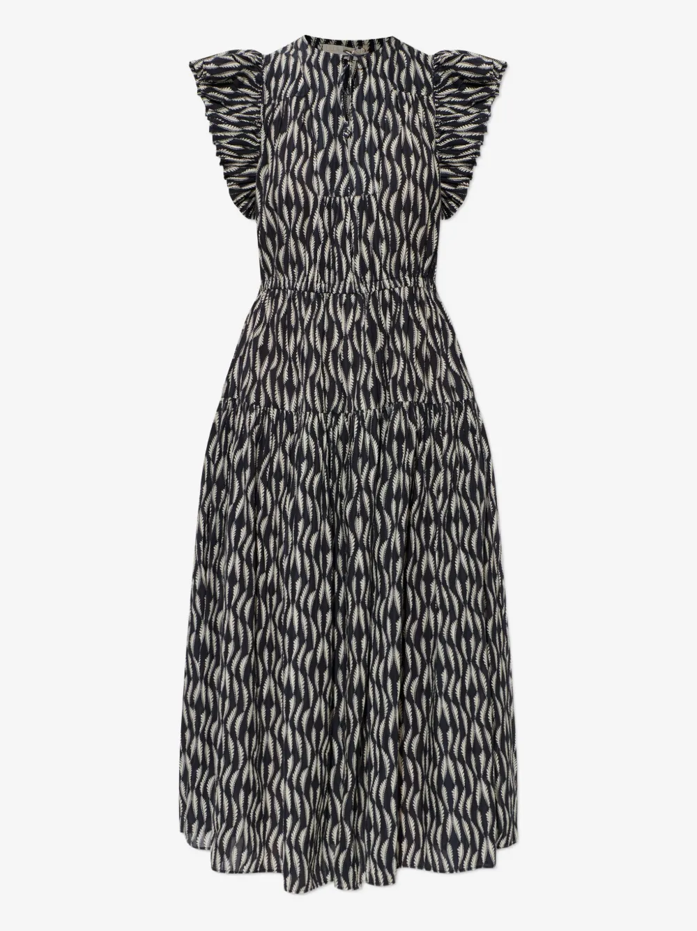 Ulla Johnson Kairi ruffled print midi dress | Black | Image 1