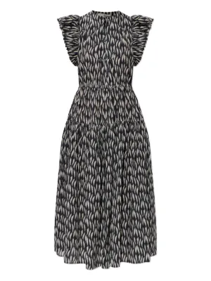 strapless open back dress Shiva Sleeveless Ruffled Midi Dress | Ulla Johnson