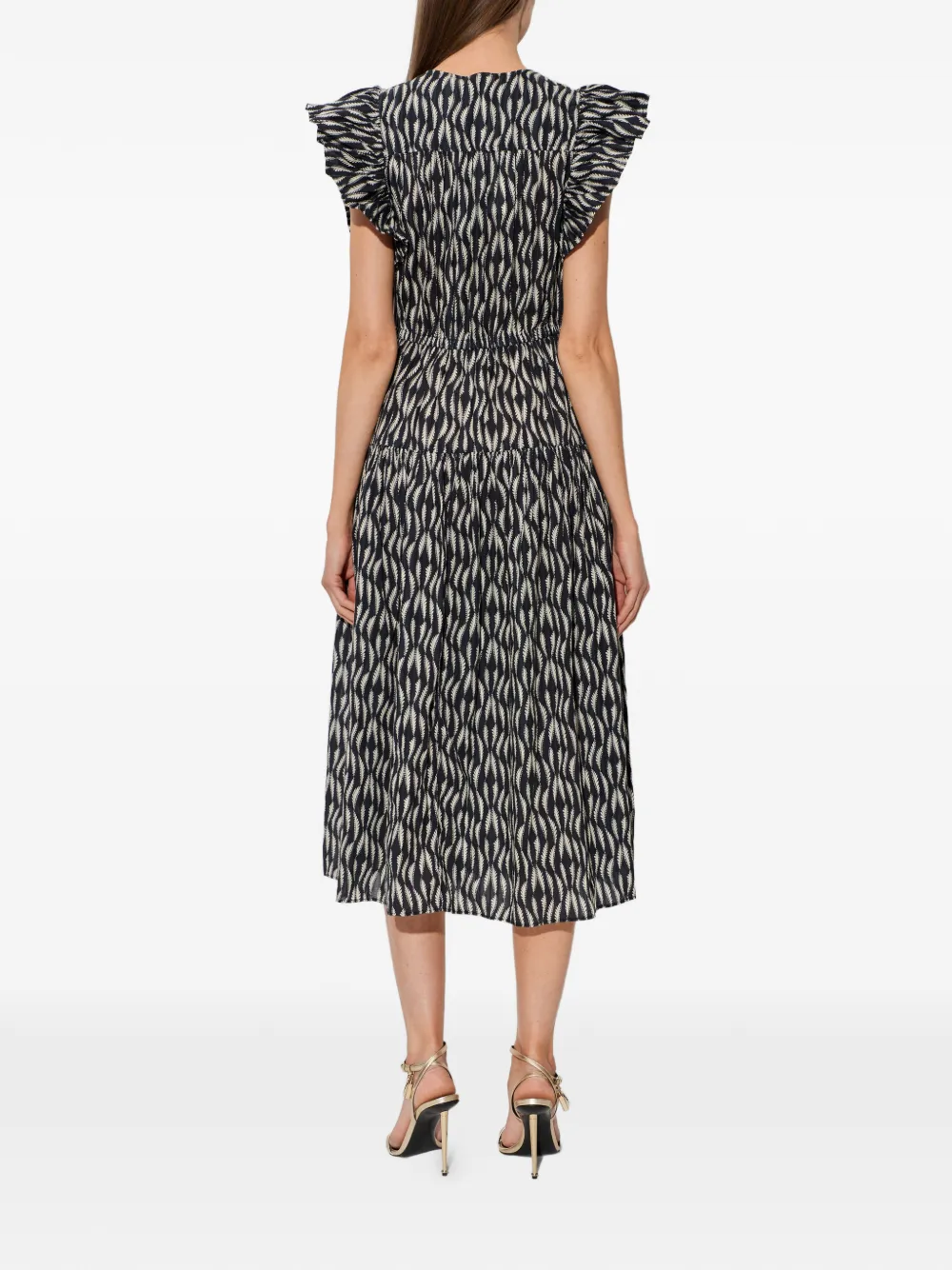 Ulla Johnson Kairi midi-jurk met ruches Zwart