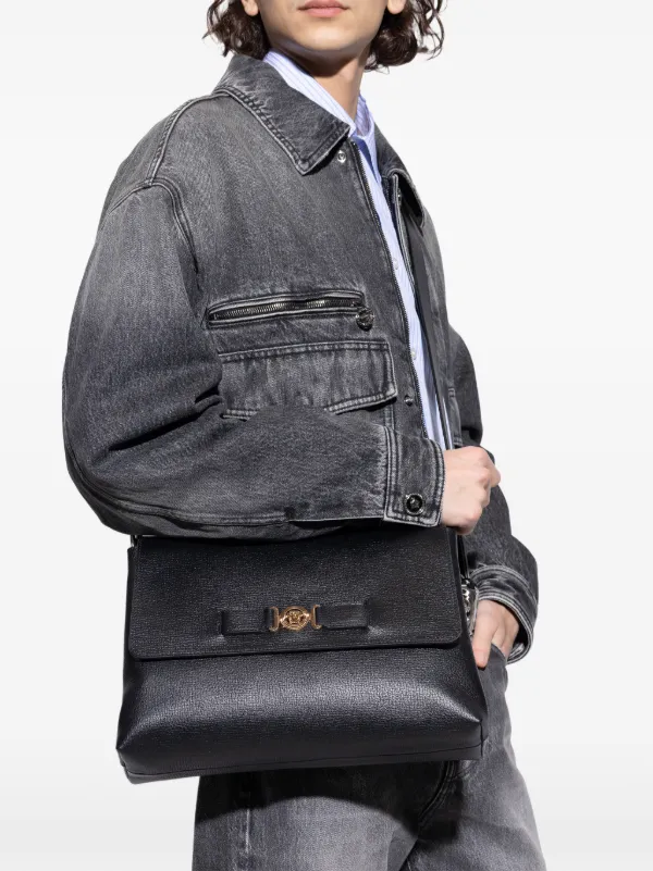 VERSACE⭐︎メデューサビギーメッセンジャーバッグ Medusa Biggie Leather Messenger Bag Black,Gold | VERSACE US