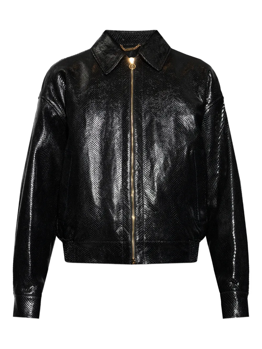 Versace zip-up leather jacket | Black | Image 1