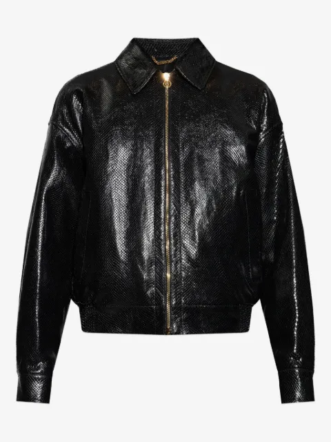 Versace python-effect leather blouson