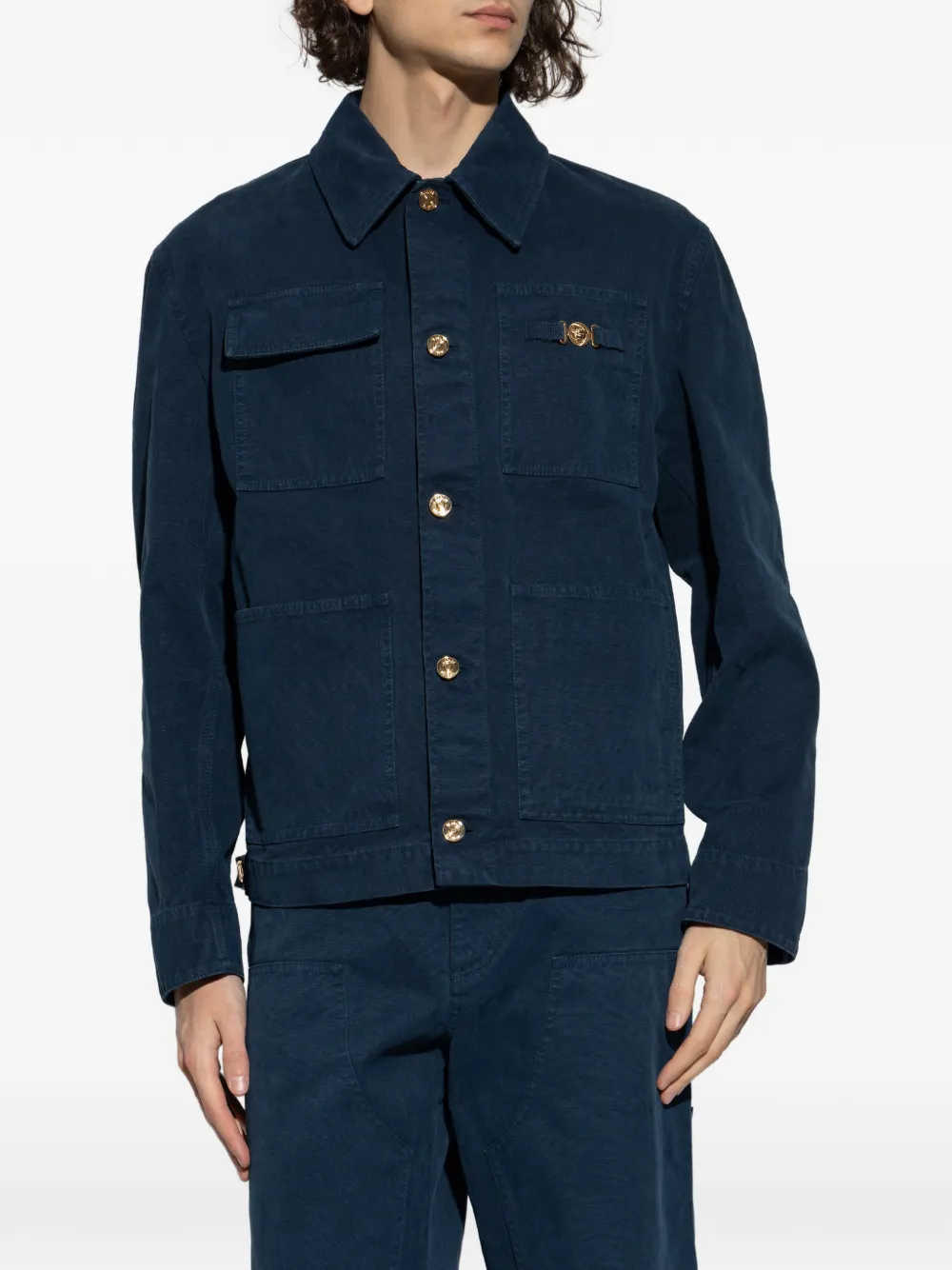  Versace Buttoned Patch Pocket Jacket - Blue 