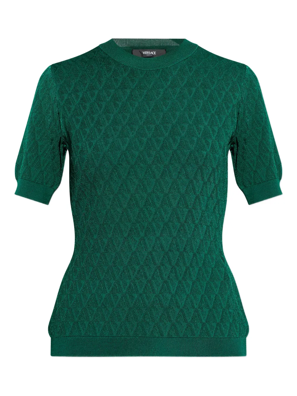 Versace Patterned Short-sleeve Top In Green