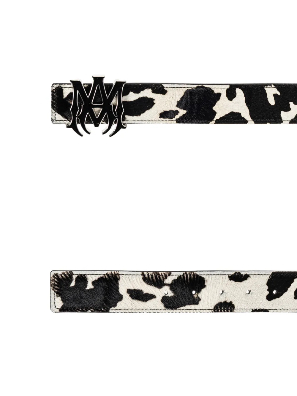  Amiri Logo Cow Print Belt - White 