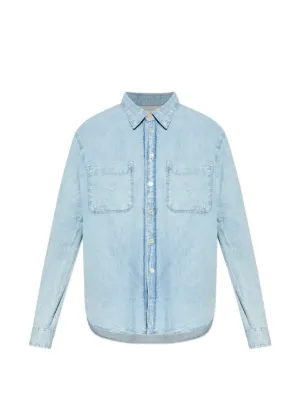 PS Paul Smith Sunbleached Snaps Poplin Shirt | Blue | FARFETCH SG