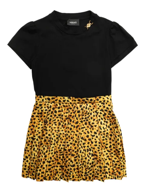 Versace Kids short-sleeve leopard-print dress