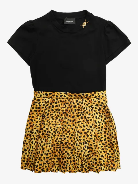 Versace Kids vestido manga corta con estampado de leopardo
