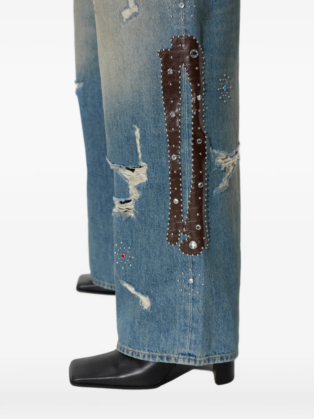 AMIRI Bones jeans met studs Blauw