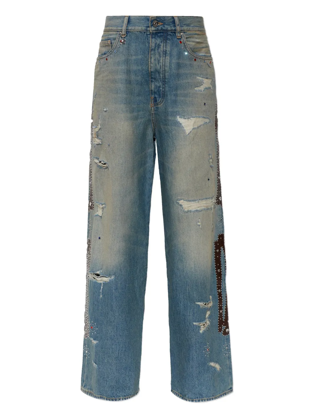 AMIRI distressed embellished jeans - Blu