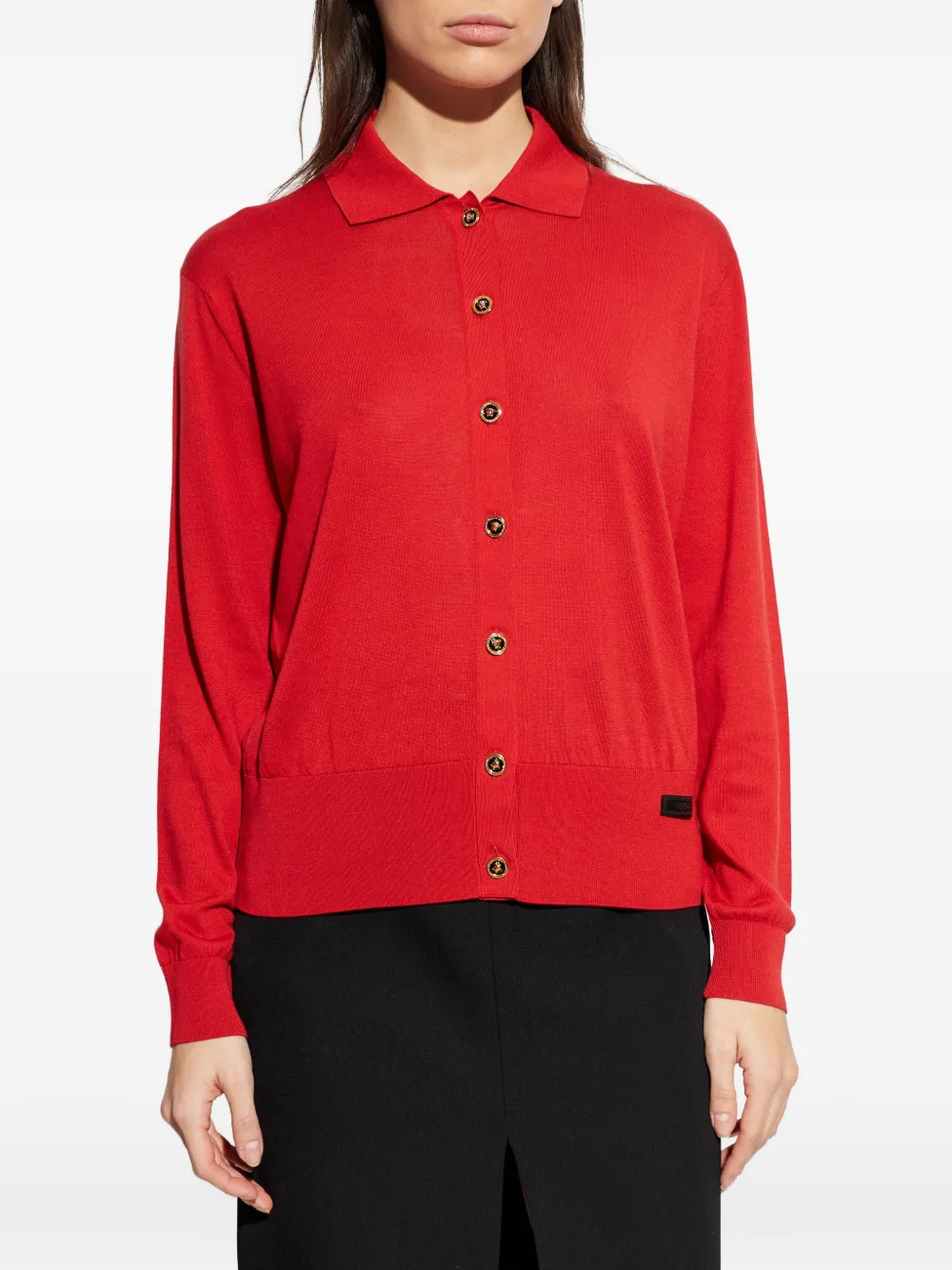  Versace Buttoned Collar Cardigan - Red 