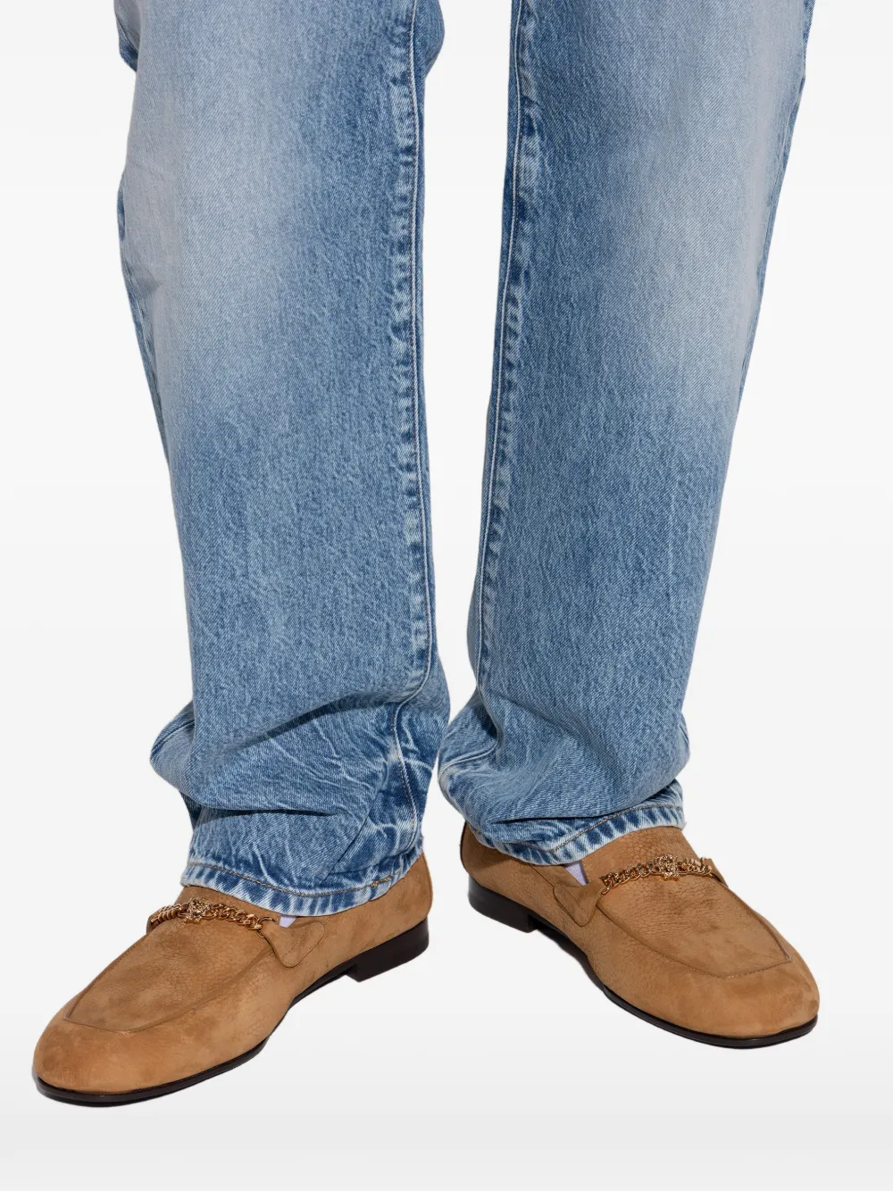 Versace Medusa chain-detail leather loafers Bruin