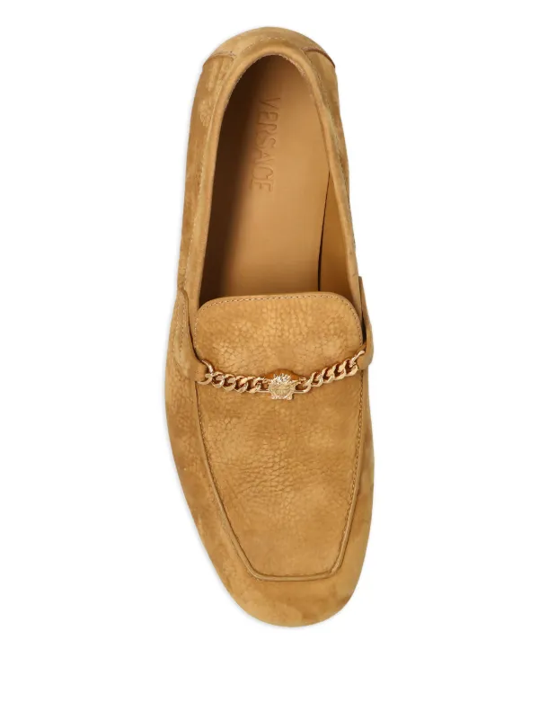 Versace Medusa chain-detail Leather Loafers | Brown | FARFETCH display picture 2