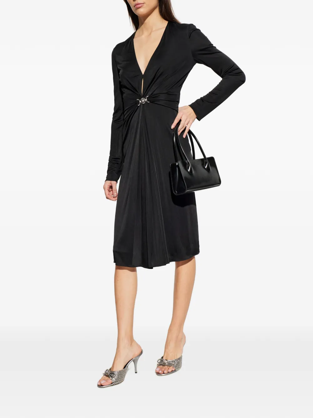 Versace Medusa-plaque draped dress - Zwart