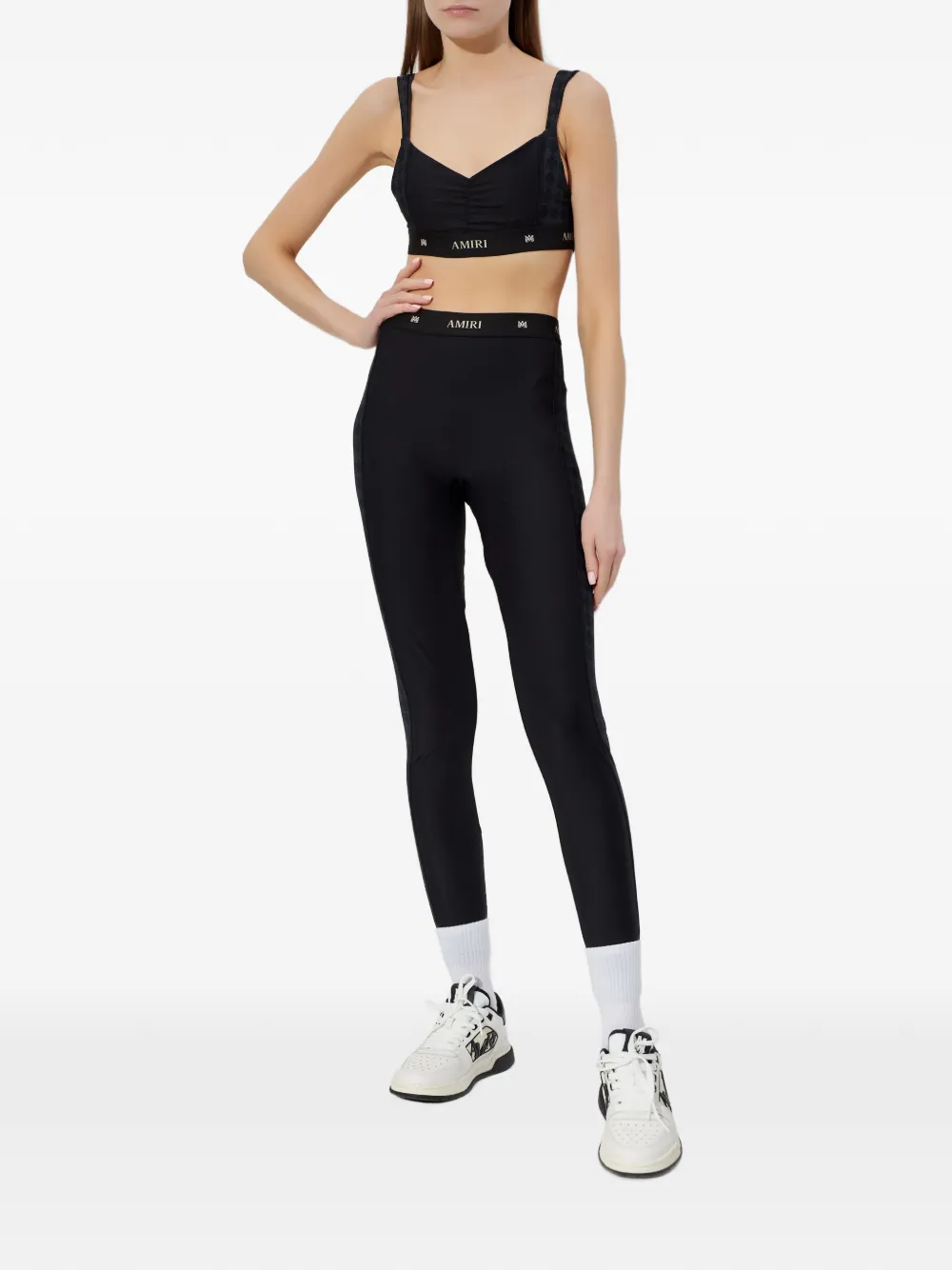  Amiri Ruched Logo-band Top - Black 