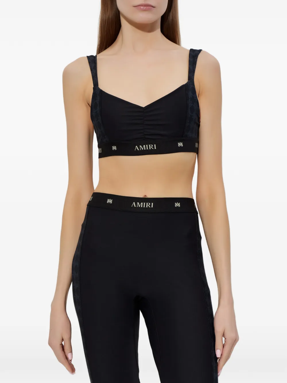  Amiri Ruched Logo-band Top - Black 