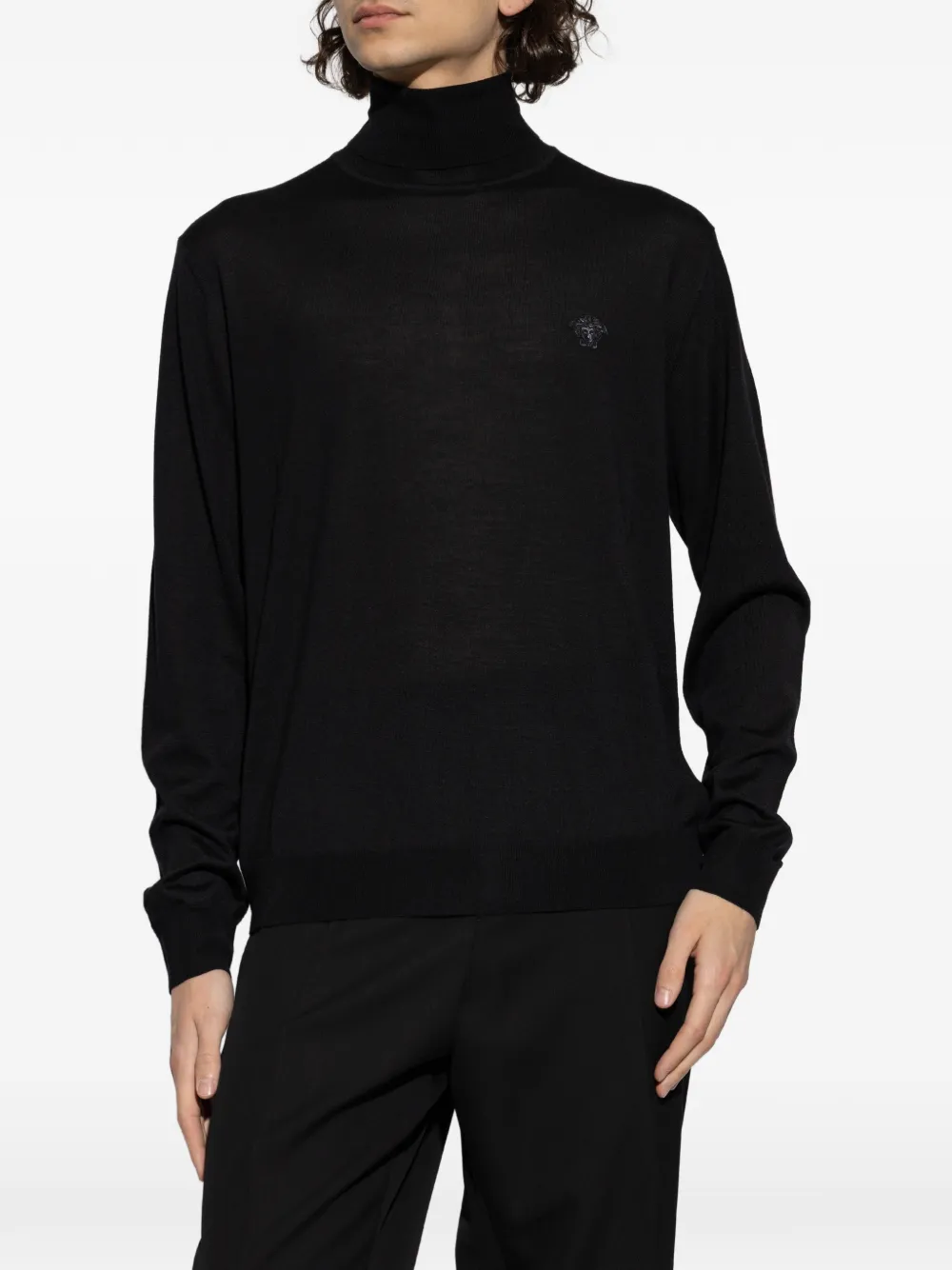  Versace Pull à Col Roulé - Noir 
