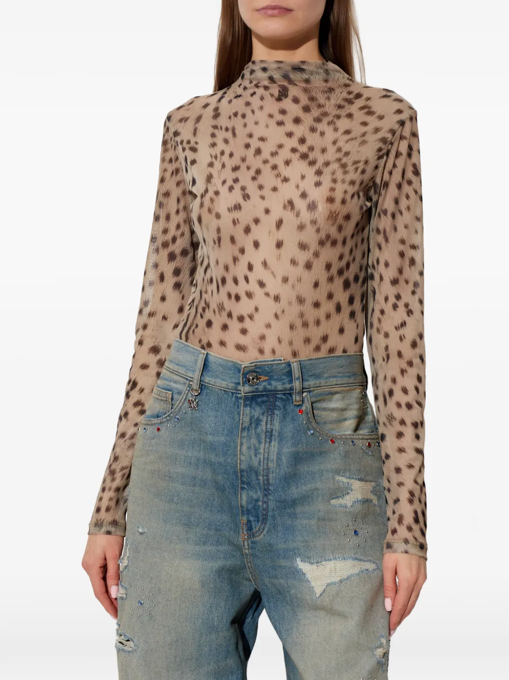  Amiri Animal-print Long-sleeve Top - Neutrals 