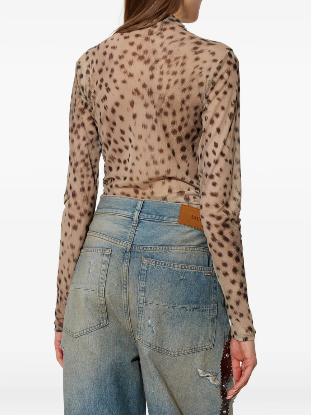 animal-print long-sleeve top