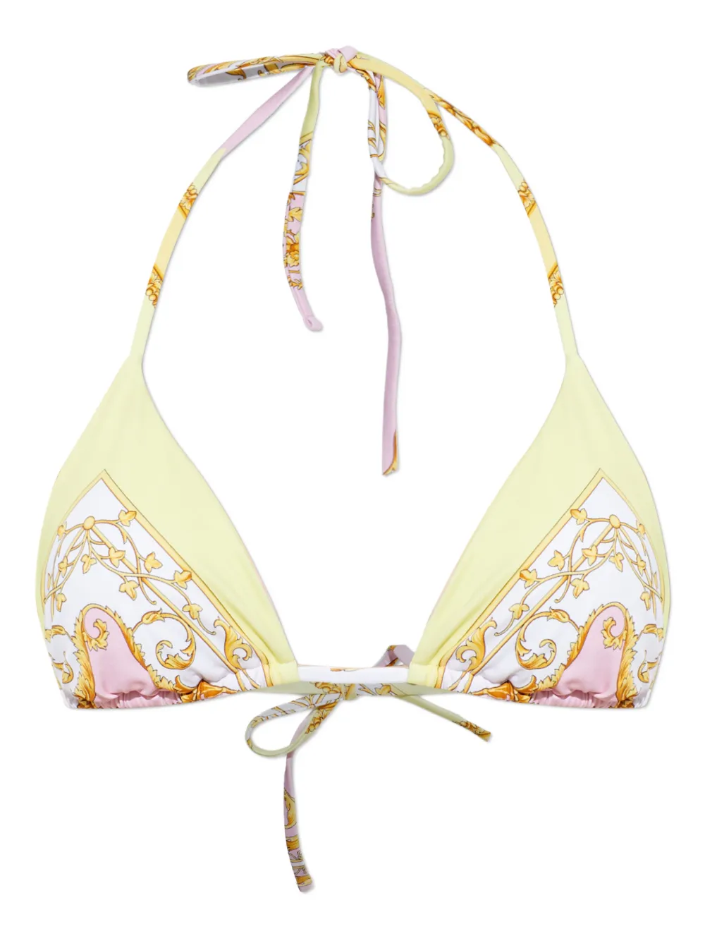 Versace tie-fastening printed bikini top - Giallo