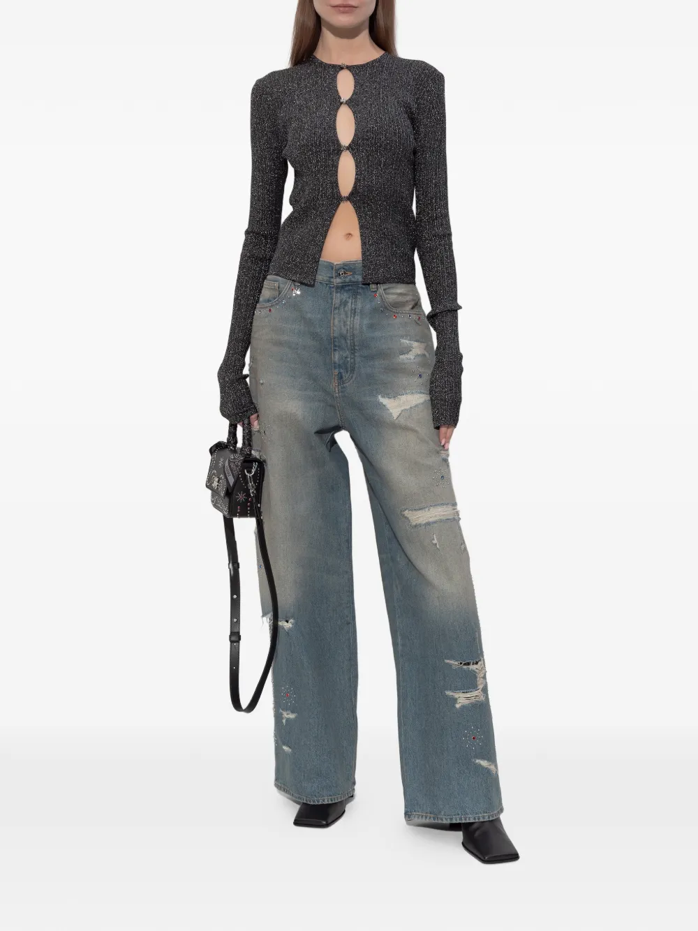  Amiri Cut-out Cardigan - Grey 