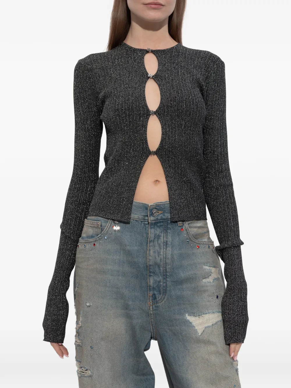  Amiri Cut-out Cardigan - Grey 