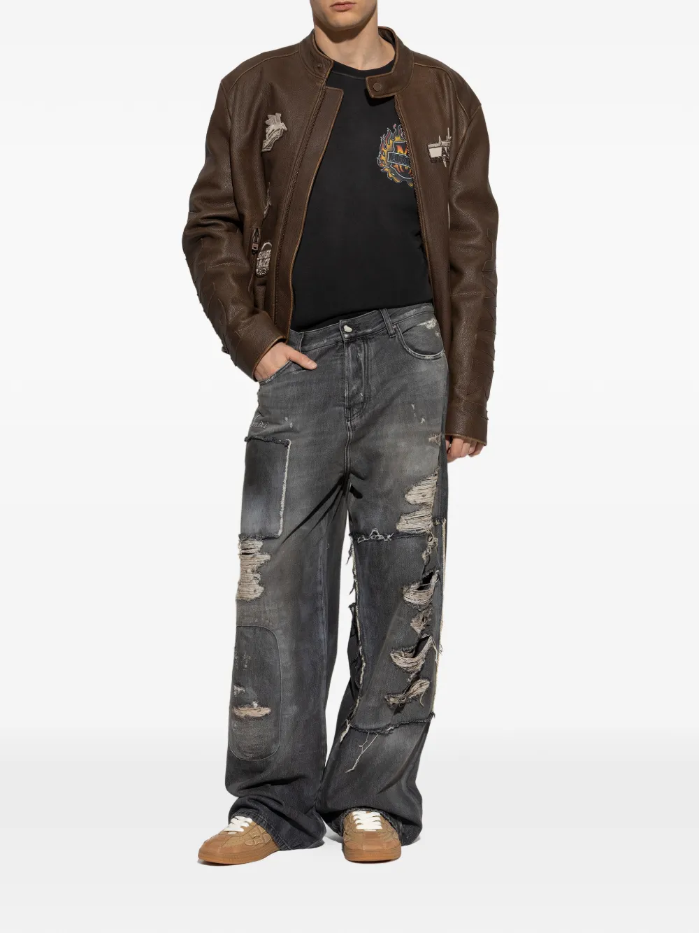 AMIRI flame-graphic T-shirt - Zwart