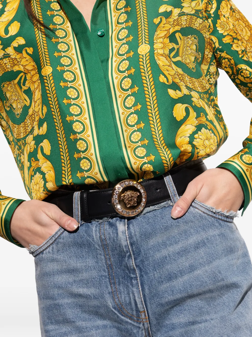 Versace Riem verfraaid met kristallen en Medusa-gesp Zwart