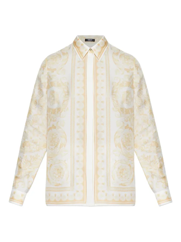 Versace Printed Silk Shirt in White