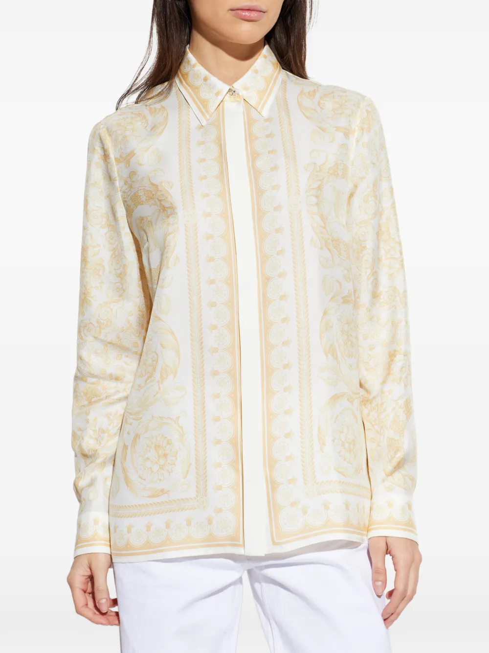 Versace Blouse met barokprint Wit