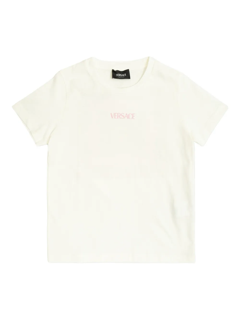 Versace Kids pink-logo printed T-shirt - Bianco
