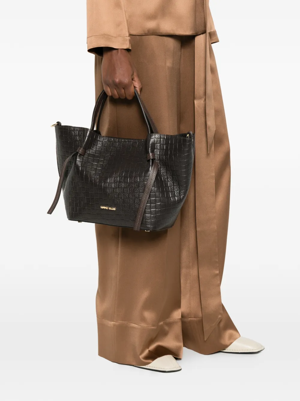 Marc Ellis woven leather tote bag - Bruin