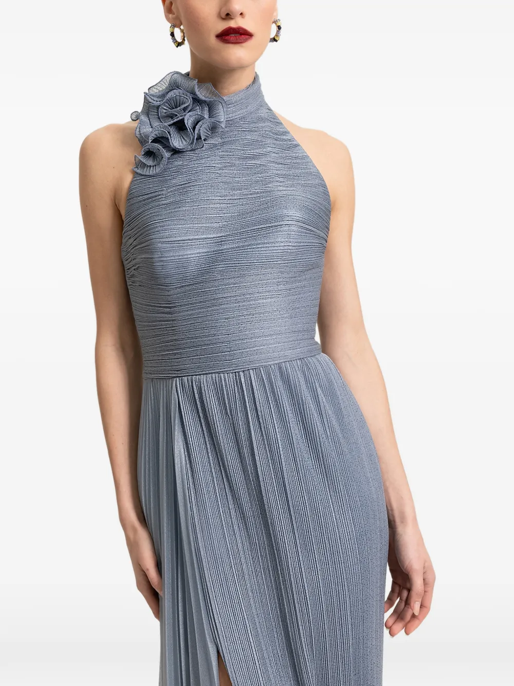 Gemy Maalouf Abito da sera con applicazione a fiori - Blu