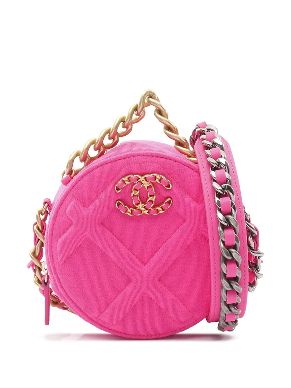 CHANEL Pre-Owned 2019 Jersey 19 Round Clutch on Chain satchel - Rosa