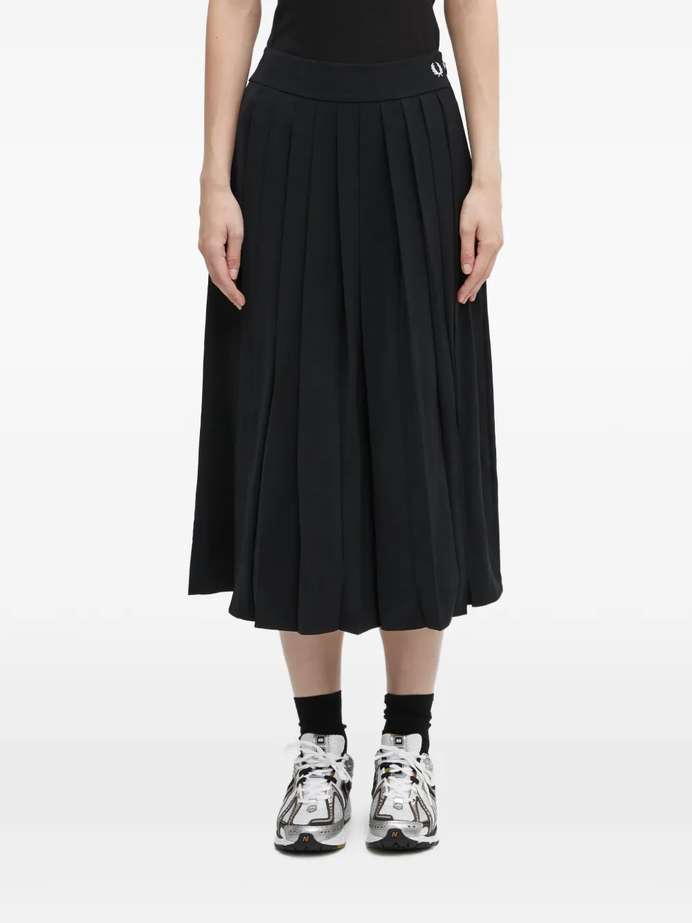 Fred Perry logo-embroidered midi skirt - Nero
