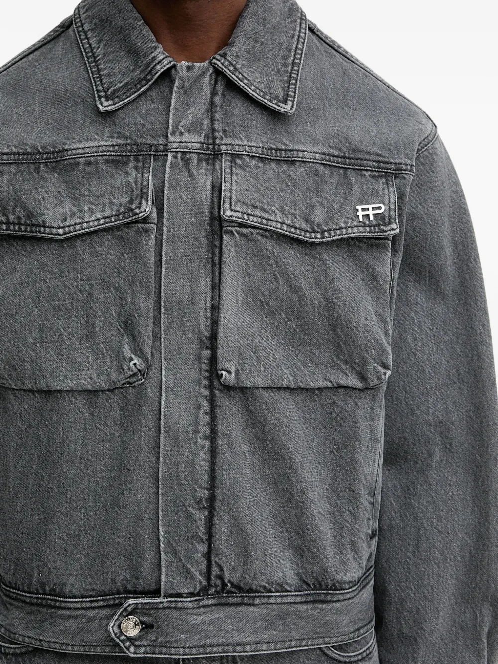 Filling Pieces Shirtjack met logodetail Grijs