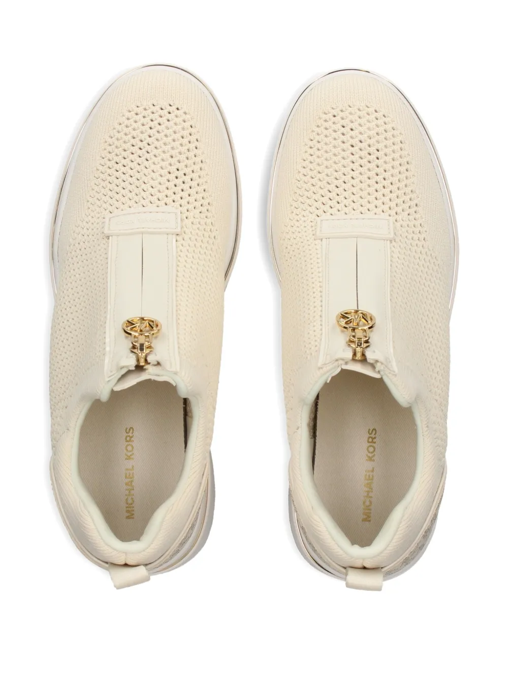 Michael Kors Willis sneakers met rits en logo Beige