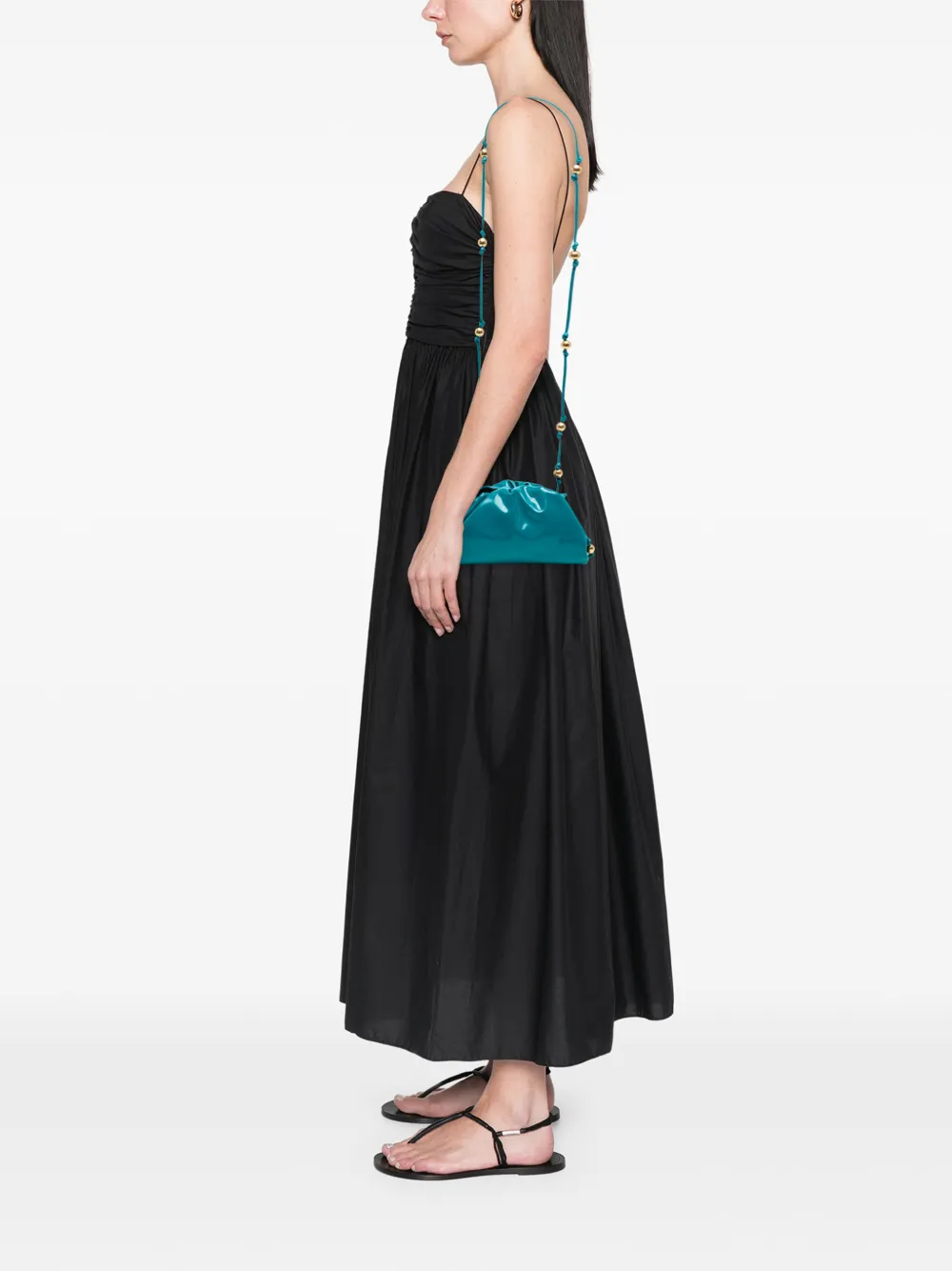 BOTTEGA VENETA Pre-owned 2012-2025 Patent Beaded Strap The Mini Pouch Crossbody Bag In Blue