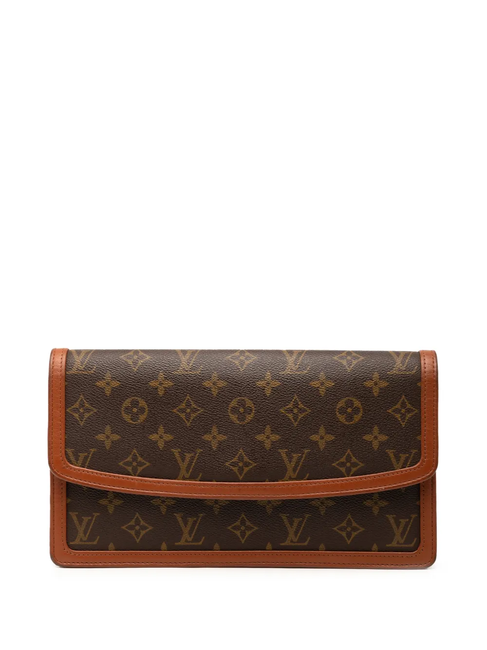 Pre-owned Louis Vuitton 1999 Monogram Pochette Dame Gm Clutch Bag In Brown