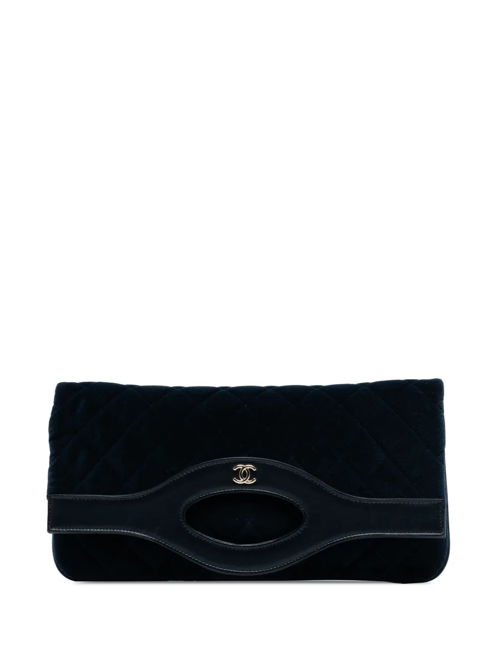 Pre-owned Chanel 2019 Quilted Velvet 31 Clutch Bag In Blue