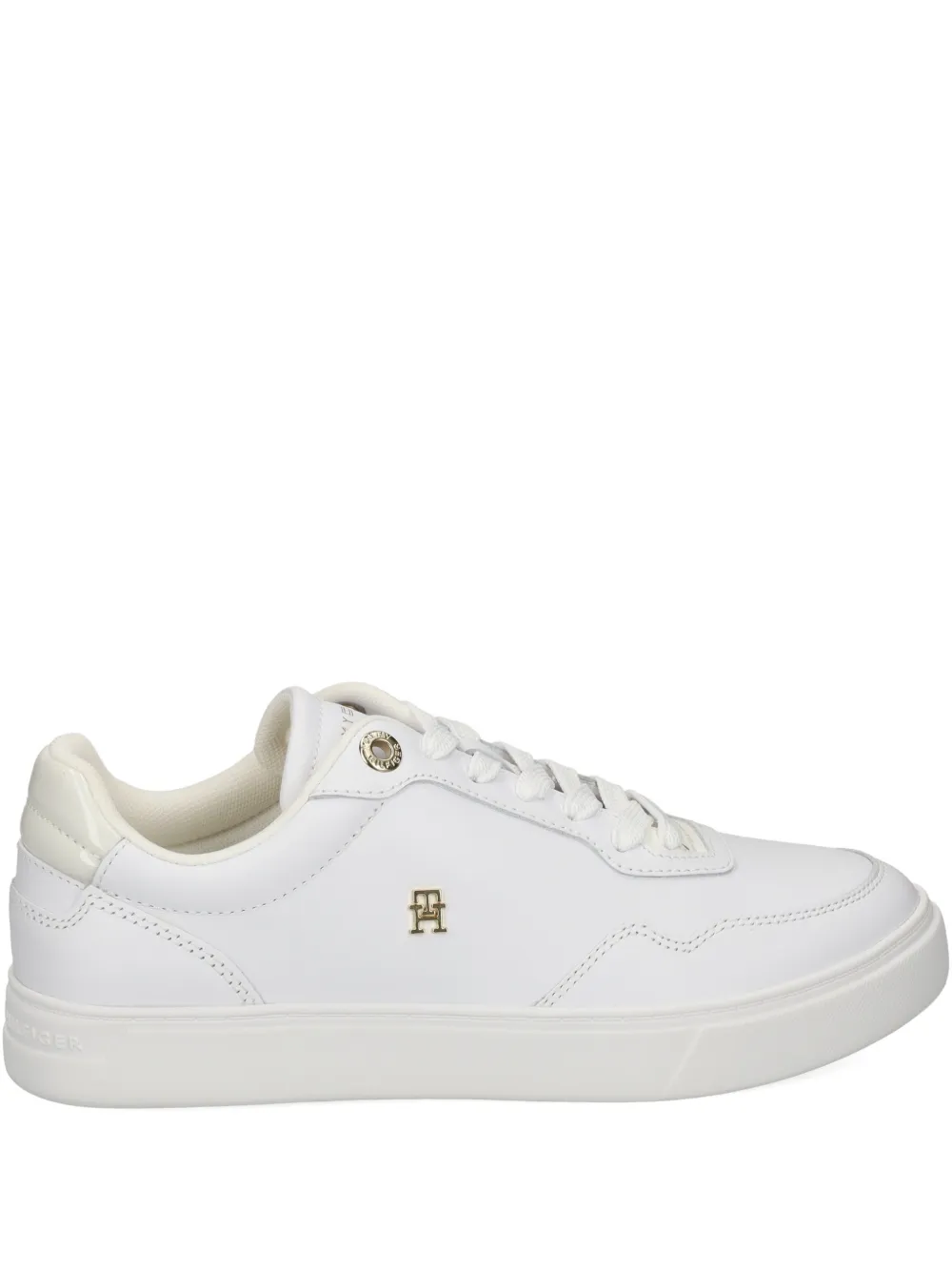 Tommy Hilfiger Cupsole Lace-up Leather Sneakers In White