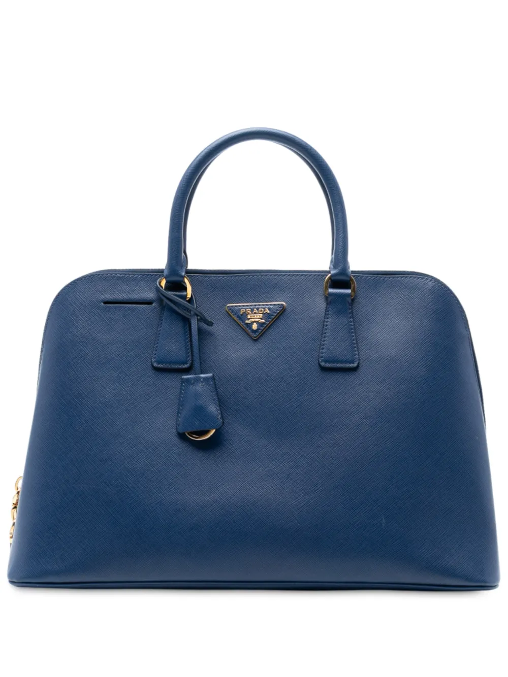 Pre-owned Prada 2000-2025 Large Saffiano Lux Promenade Satchel In Blue