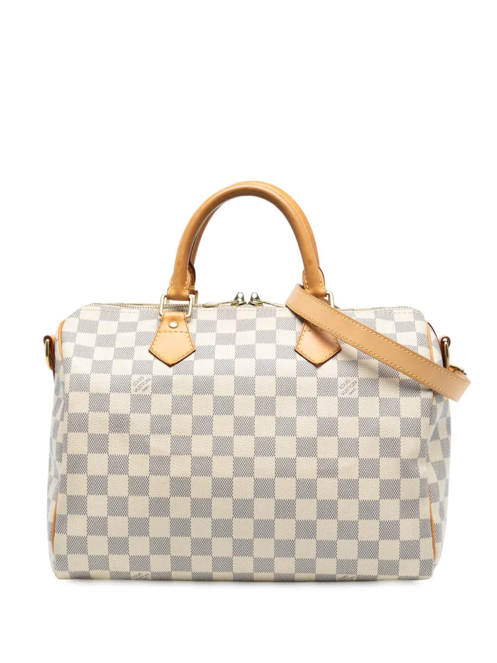 Pre-owned Louis Vuitton 2014 Damier Azur Speedy Bandouliere 30 Satchel In White