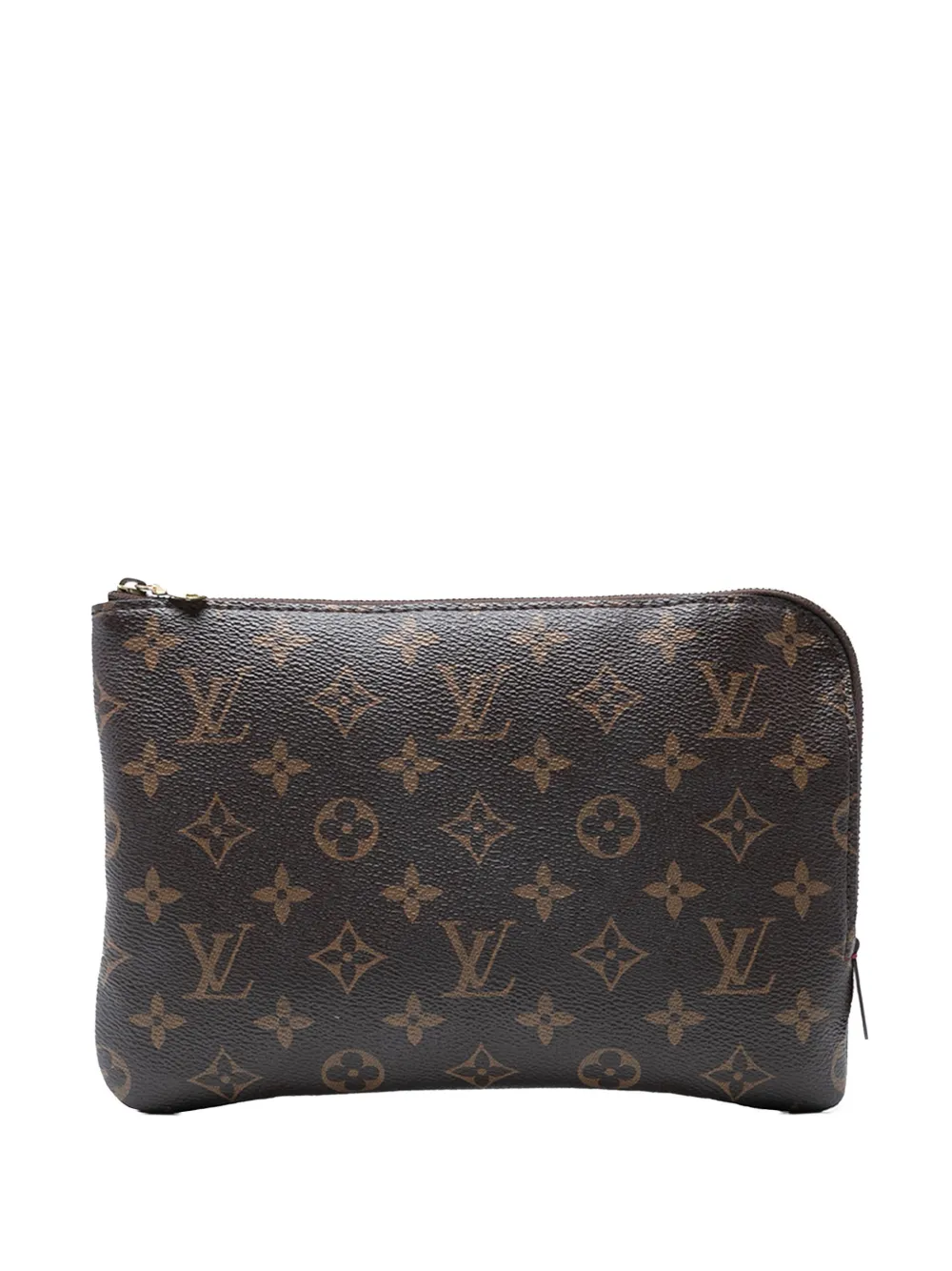 Pre-owned Louis Vuitton 2018 Monogram Etui Voyageur Pm Clutch Bag In Brown