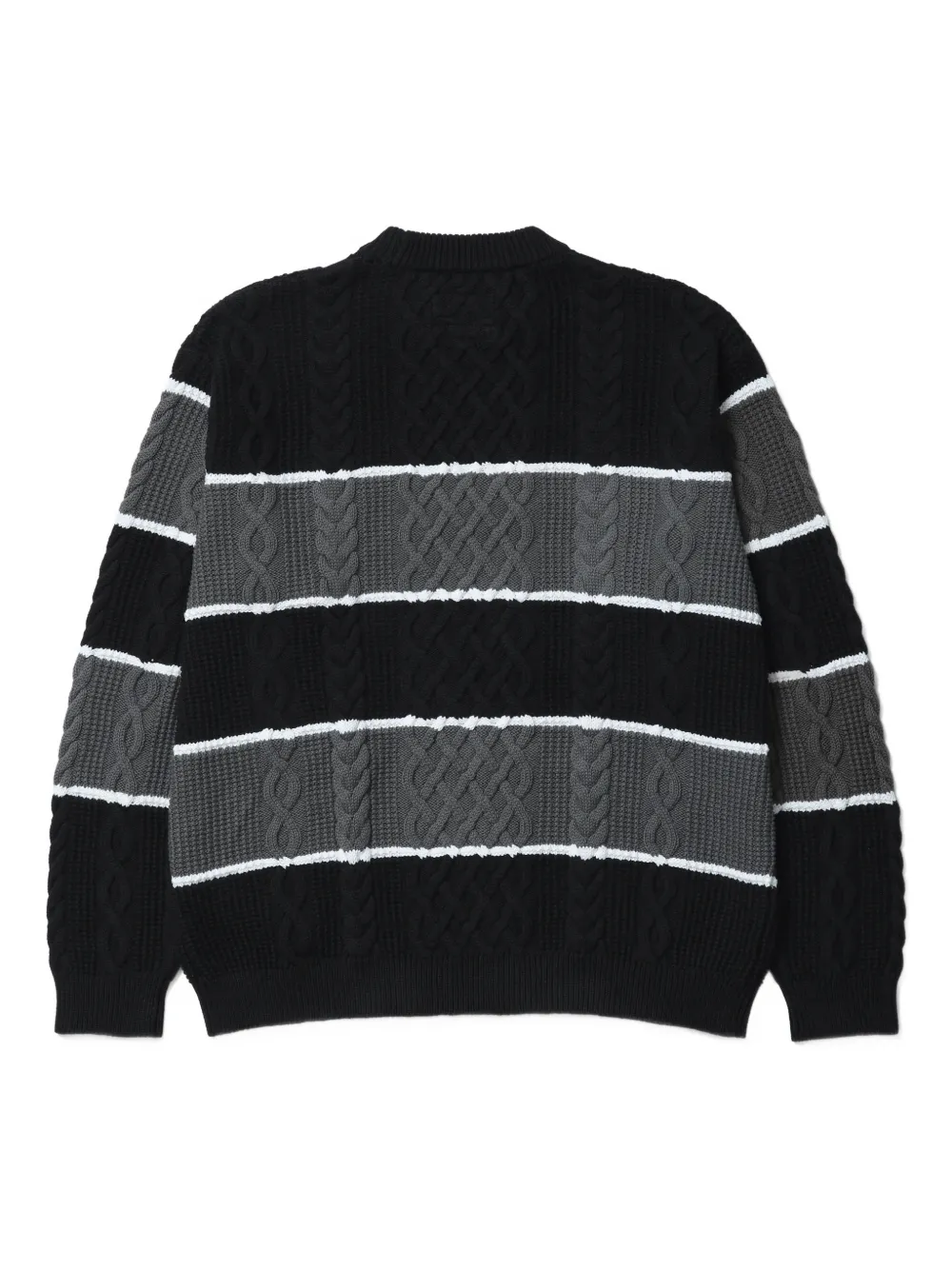 Neighborhood striped cable-knit sweater - Zwart