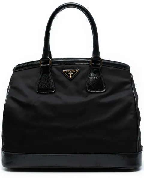 Prada Pre-Owned 2013-2025 Saffiano Vernice Trimmed Tessuto Parabole tote bag